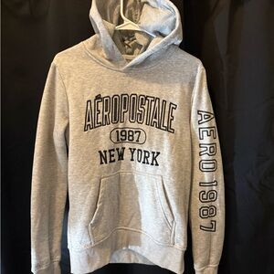 Aeropostale Heather Gray Hoodie with Navy Accents